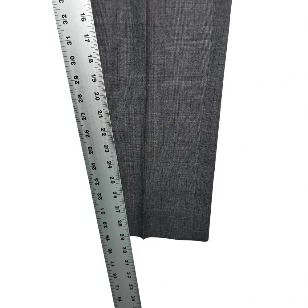Banana Republic 38R 31x29 Gray Burgundy Plaid 2pc Pant Suit Flat Front Slim Fit
